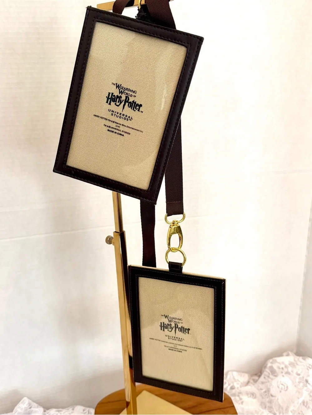 Two Harry Potter Gringotts Cream Canvas Lanyard Universal Studio IDHolder